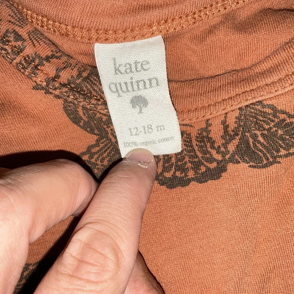 Kate Quinn 12-18 Months long sleeve bodysuit Owl Orange Organic Cotton Boy Girl